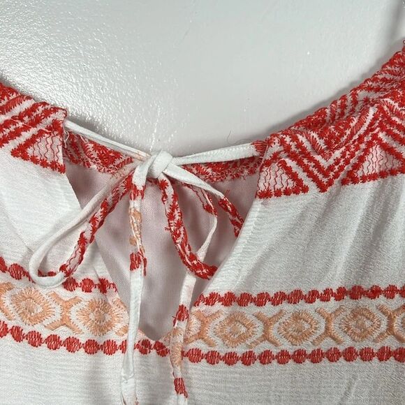 PPLA Adalia Tank Shirt Top White with Red and Peach Embroidery Lined Size Large - Picture 10 of 16